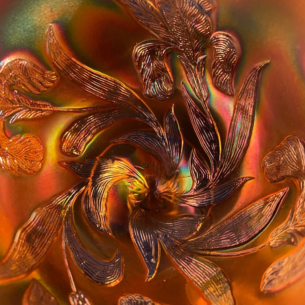 Antique Fenton Iris carnival glass goblets